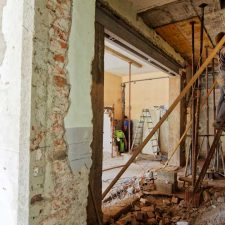 An old drycleaner property under renovation for future use as a non-drycleaning rental space